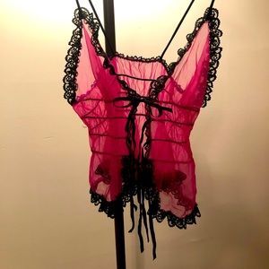 Lace lingerie top with bow ties down the front